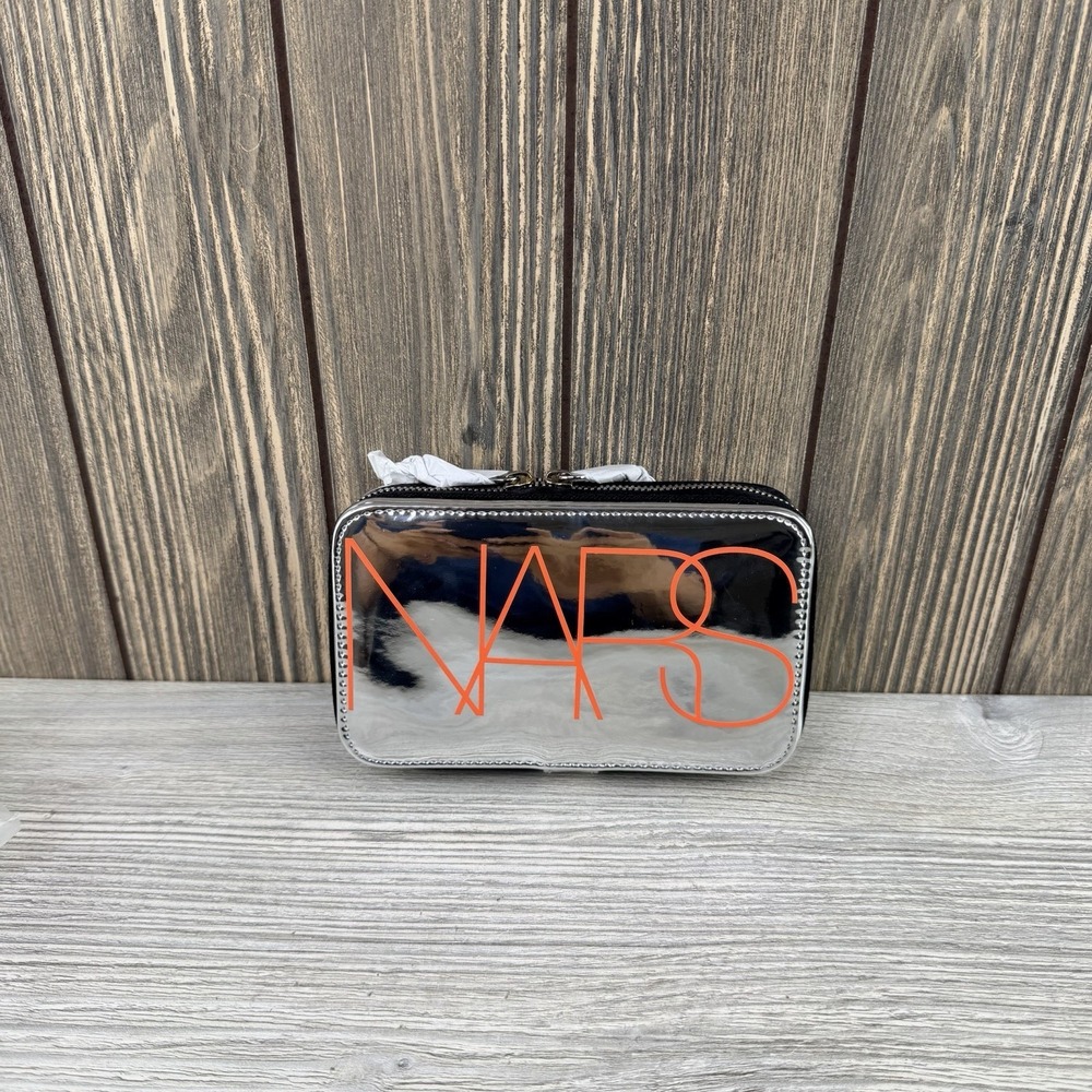 Brand New NARS Limited Edition Metallic Silver Cosmetic Makeup Bag.
